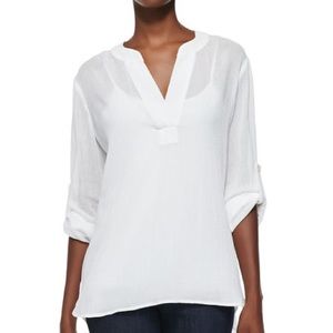 DVF White “Esti” Cotton Gauze Blouse